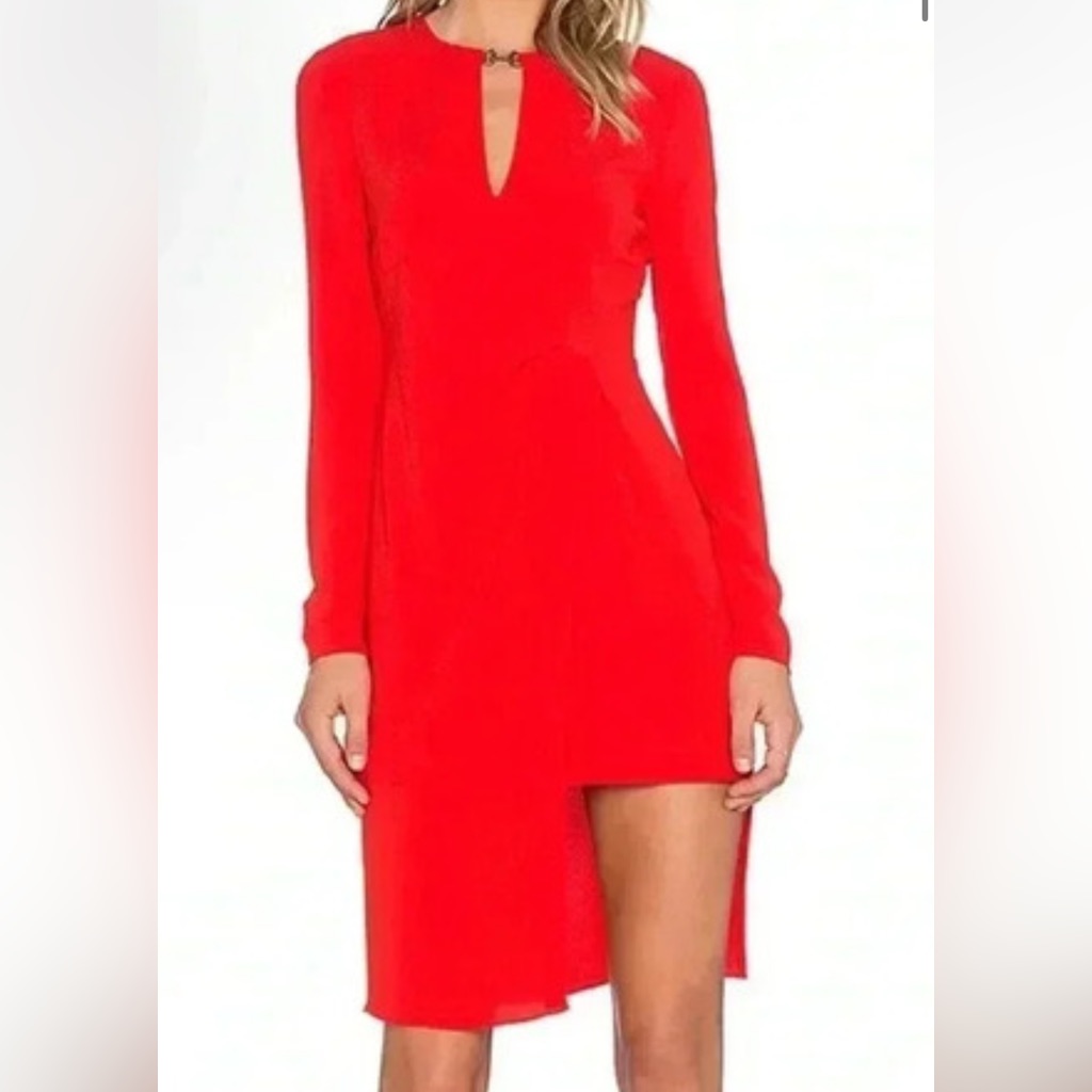 Halston Heritage Red Asymmetrical Dress